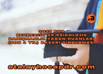 PDR Rehberlik Ve Psikolojik Danışmanlık 2025 Taban Puanları (Son 4 Yıl) Başarı Sıralaması atalayhocapdr.com
