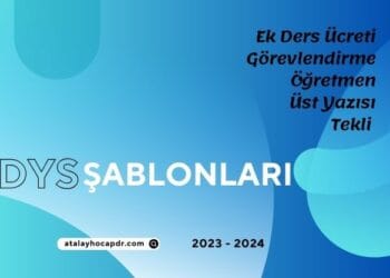 Ek Ders Üst Yazısı Örneği atalayhocapdr.com
